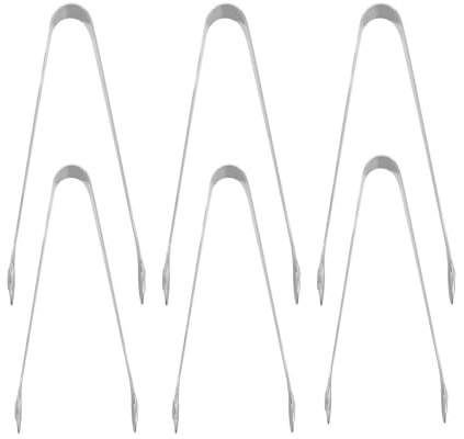 Housoutil 6 Pcs Stainless Steel Snail Tongs Set, 13cm and 15.5cm Food Serving Clips round Head, Multi-function Kitchen Utensil for Restaurant, Ice, and Buffet Use