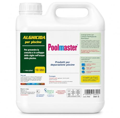 New Plast 2960 Alghicida Doppia Funzione, Antialghe Professionale per Piscina, Previene e Contrasta la Formazione di Alghe, Mantiene l’Acqua Limpida e Cristallina, 10lt