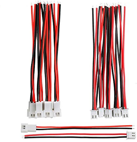 Hyber&Cara 20 Pair JST XH 2.54 mm 2 Pin Male and Female Micro Connector Plug with 10cm 24 AWG Electrical Wire Silicone Insulated