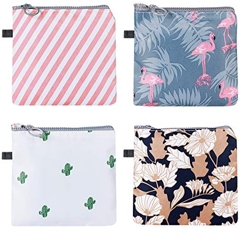 SUPVOX Pochette Serviette HygiéNique Lavable ÉTanche, Lot De 4, Polyester, 13x13x1cm, Pour Femmes Et Filles, Couleurs Assorties, IdéAl Pour Voyage Et ActivitéS En Plein Air