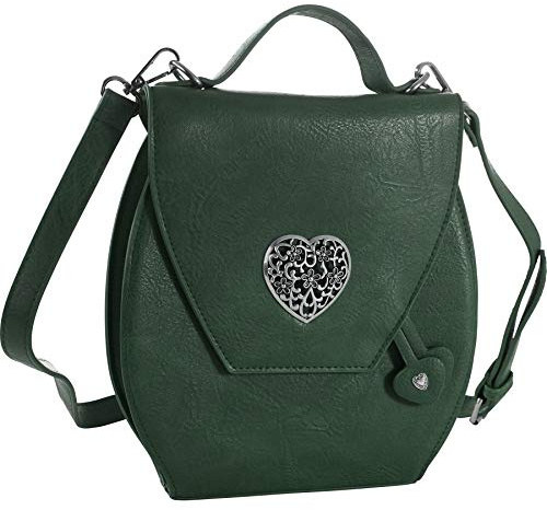 dressforfun Dirndl Tasche, Herztasche, Handtasche Damen mittelgroß, Trachten Mode, Trachtentasche in Wildlederoptik, Damen Tasche, Umhängetasche, Oktoberfest Accessoires, Damen-Schultertaschen - grün