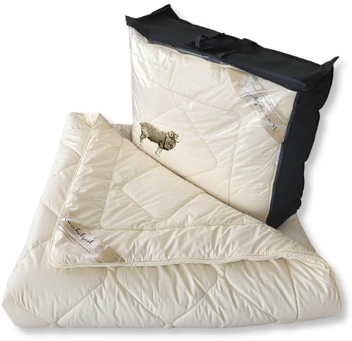 Meivita Merino Schaf-Schurwoll Winterdecke in 200x200 cm Schurwoll Winterbett Duo-Bett Duo-Steppdecke Winter Bettdecke