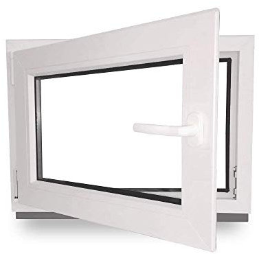 Kellerfenster - Fenster - Dreh- & Kippfunktion - innen weiß/außen weiß - BxH: 70 x 100 cm - 700 x 1000 mm - DIN Links - 2 fach Verglasung - 60 mm Profil