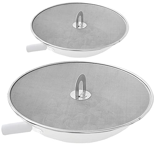 Snowyee Splatter Screen for Frying Pan, Grease Splatter Guard Stainless Steel Large 13” and Small 10” Shield (2 in 1 Set)