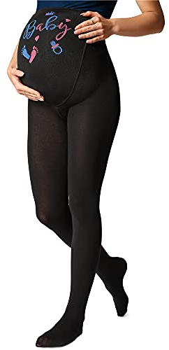 Be Mammy Umstandsstrumpfhose 150 DEN BE-1122 (Schwarz Muster-002, XL)