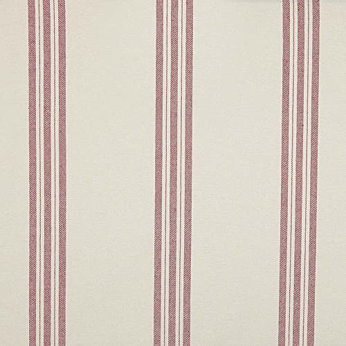 Kt KILOtela - Tela Loneta Half Panamá Hilo Tintado, Algodón, Fibras Recicladas, Decoración, Tapizar, Cojines, Manteles, 100 cm Largo x 280 cm Ancho, Rayas de 5 cm, Granate, Crudo - 1 Metro