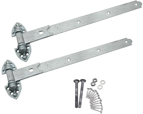 EAI Heavy Reversible Gate Hinges | Heavy Duty 400mm / 16 Inch Galvanised Garage, Stable Door, Gate Hinges | 1 Pair with Fixings