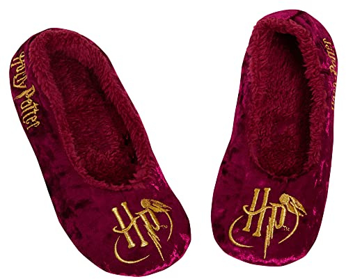 Harry Potter Pantofole per donne e ragazze adolescenti Hogwarts slip on ballerina calzini pantofole, Borgogna, 36 EU