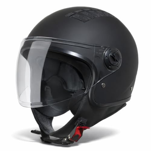 VINZ Como Casco Jet con Visera | Casco Scooter & Moto & Ciclomotor | ECE 22.06 Homologado | En Tamaño XS - XL | para Hombre y Mujer - Negro Mate