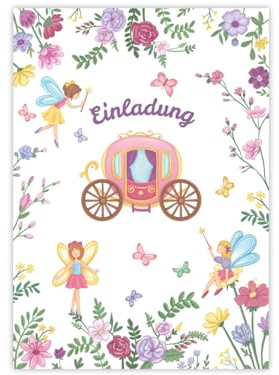Minkocards 12 Einladungskarten zum Kindergeburtstag Feen Prinzessin Mädchen Einladung Mädchengeburtstag Geburtstagseinladungen