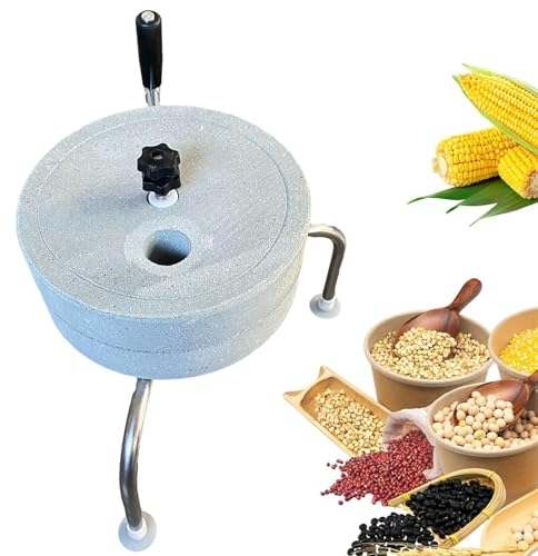 NUNETH Molinillo de Piedra Natural para Alimentos, Molino de Pasta Molinillo Seco/Húmedo Ajustable, Pulverizador Manual de Máquina de Polvo para Maíz, Arroz, Nuez Moscada, Pimienta, Cebada, 78963