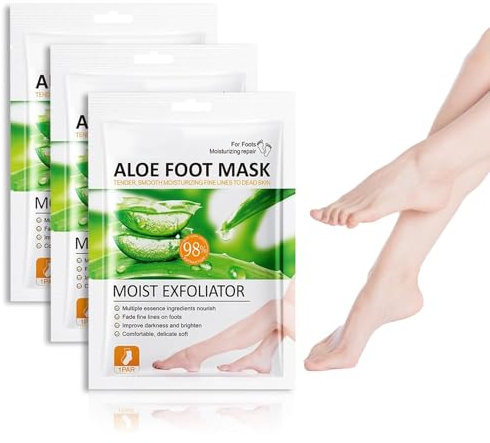 3 Pairs Foot Peel Mask for Dry Hard Skin Exfoliating With Aloe Vera - Moisturizing Socks for Callus Removal, Cracked Heel and Dead Skin Care - for Women & Men