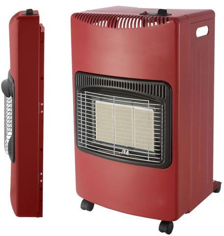 INTEC Gasofen Rot Faltbar 4,2KW Piezo-Zündung Gas-Zusatzheizung Interieur