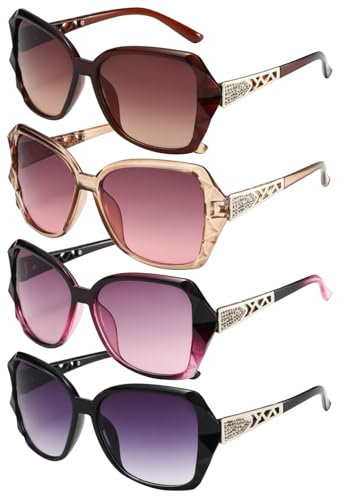 BDSHUNBF Sonnenbrille Damen Schwarz Retro Groß mit UV-Schutz