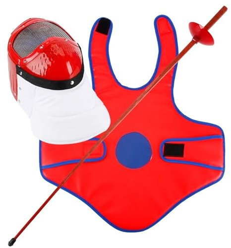 SCBTGKLN Set da 3 Pezzi for Scherma, Set di Spade for Pratica di Scherma, Attrezzatura da Allenamento for Bambini, Equipaggiamento Protettivo Leggero for Bambini(Red)