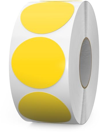 FINDAT 1000PCS Yellow Round Labels 38mm Colour Coding Circle Stickers Vinyl Removable Waterproof Name Tags for Envelopes Sealing Bottle Jar