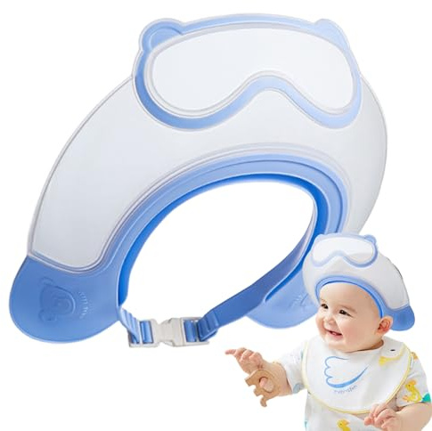 Visera de baño para niños pequeños, gorro de ducha impermeable para niños pequeños, ajustable, impermeable, gorro de ducha para baby shower, accesorios de baño para niñas, champú y lavado de pelo