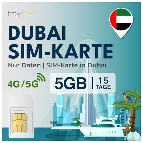 travSIM SIM-kort för Dubai | 15 dagar – 5 GB SIM-data | 5G/4G höghastighetsdata | Obegränsad internetåtkomst för Google, Facebook, Whatsapp, Instagram med mera