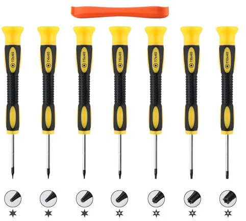 7 Pcs Torx Screwdriver Set T3 T4 T5 T6 T7 T8 T10 Star Magnetic Screwdrivers Small Precision Security Screwdriver with Pry Tool Repair Kit Compatible with PS5 PS4 PS3 Xbox 360 MacBook Laptop Phone