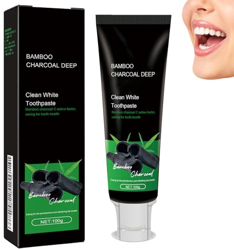 Bamboo Charcoal Teeth whitening Toothpaste, Natural Bamboo Charcoal Toothpaste, Breath Freshening for Sensitive Tooth, Teeth Whitening Cream for Brightening and Fresh Breath, Non-Irritating, (1 PCS)
