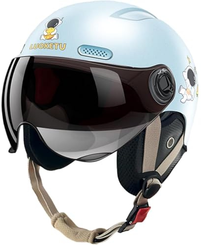 Casco Da Moto Retrò Per Bambini, Omologato ECE, Vintage, Aperto, Per Scooter Elettrico, Go-Kart, Moto Da Cross, ATV, Casco Da Bicicletta Per Bambini Dai 2 Ai 14 Anni D,49-55cm