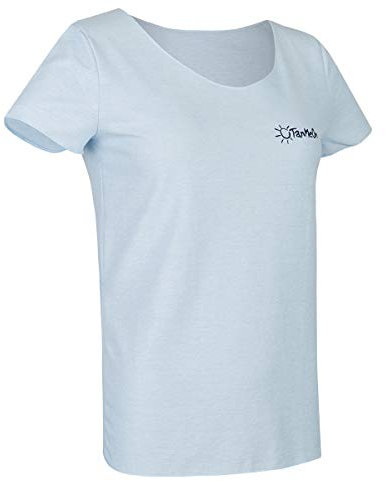 TanMeOn Durchbräunendes Damen T-Shirt tailliert, T-Shirt braun Werden. Farben: Weiss und Blau, Größen: S, M, L, XL, XXL (Hellblau, M)