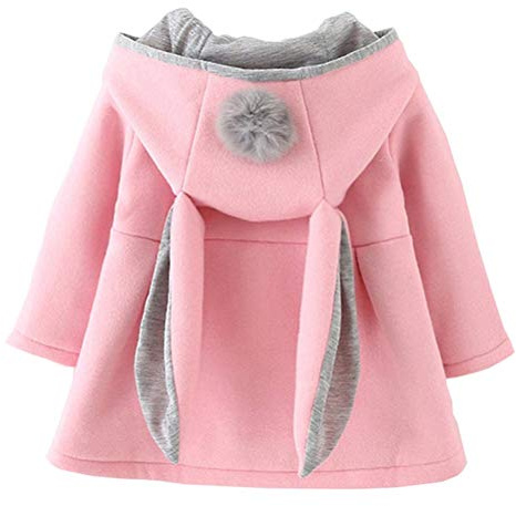 EDOTON Bébé Filles Manteau avec Boule de Poils Charmant Oreille Sweat à Capuche Veste Chaud Hiver Encapuchonné Cap Manteau