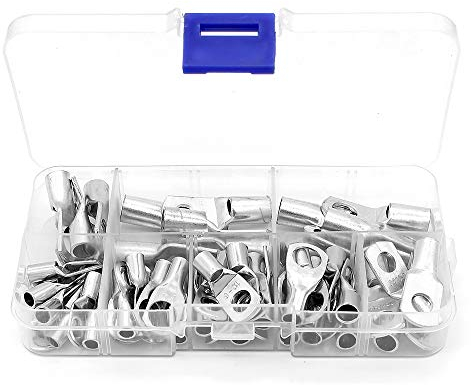 Yuhtech 60PCS Bornes de Tube Cuivre Câble de Soudage Cossé Connecteurs à Sertir kit SC6-SC25
