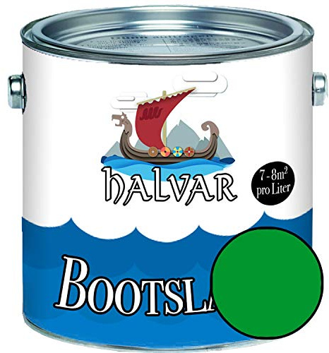 Vernis marin vert RAL 6000-6037 Laque yacht satiné peinture bateau renforcée PU pour bois & métal extrêmement résistante haute élasticité laquage naval (1 L, RAL 6037 Vert pur) Halvar
