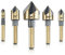 Countersink Drill Bit Set, 5 Pieces High Speed Steel 82 Degree 5 Flute 6mm Round Shank Mill Cutter Bit Countersink in Sizes 1/4” 3/8” 1/2” 5/8” 3/4” Set with Carrying Case.