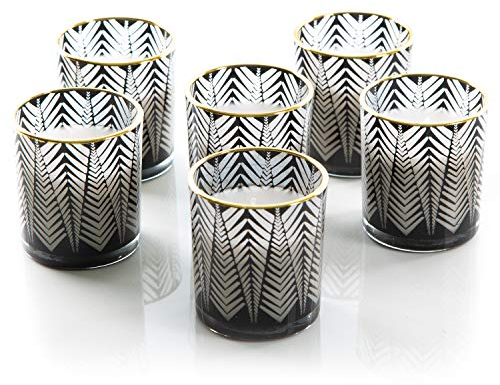 Logbuch-Verlag 6 Duftkerzen schwarz weiß Kerzen Gläser Set Deko Geschenk Vanille Duft 8 cm