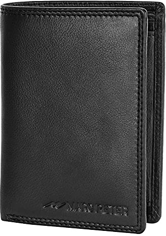 Marc Peter Herren Leder Geldbörse mit RFID-Schutz | Portemonnaie Groß mit Münzfach I 11 Fächer I Echtleder Geldbeutel für Männer I Brieftasche Wallet Portmonee Schwarz