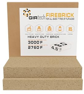 GIRtech USM-2 Heavy Duty Firebricks 2-Pack Fireclay, Chamotte 3000F US Stove 9 x 4-1/2 x 1-1/4 Insulating, Replacement Fire Bricks for Fireplaces, Wood Stoves, Pizza Ovens, Steel Furnaces, Forge