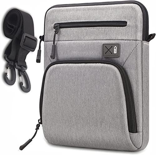 SIMTOP Borsa per tablet da 11 pollici, borsa a tracolla per tablet impermeabile iPad Pro 11 2022-2018, borsa multifunzionale a tracolla per iPad Air 5 2022/ Air 4 2020, leggera, Grigio Chiaro