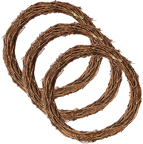 TUAKIMCE Weinreben Kränze, 3 Stück 30 cm Adventskranz Rohling, Dekokranz, Grapevine Kränze, Naturkranz Trockener DIY Kranz Deko für Weihnachtskranz Wand und Türkranz Deko