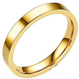 DIPIUS Titan Ringe Damen 3mm Titan Poliert Schmal Ringe Damen Gold Verlobungsringe Ehering Hochzeitsringe (Gold, 54)