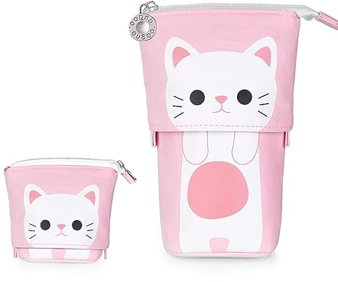 Senbaler Stiftemäppchen Stifttasche Reißverschluss Teleskop,2-in-1 Federmäppchen und Stifteköcher für Mädchen,Jungen,Teenager (Rosa1)