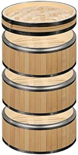 Vaporiera in bambù, Cestello per Vapore Dim Sum, Vaporiera Cinese A 3 Livelli per Riso, Gnocchi, Verdure, Carne E Pesce, Riutilizzabile, Facile da Pulire,24 Centimetri,Bonny369