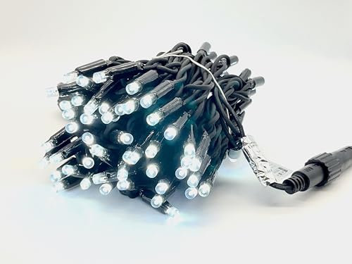 LEDZEIT- Profi Serie- Catena luminosa di prolunga a LED esterno, senza cavo di alimentazione, 10m, 100 LED bianco freddo, luce fissa, deve essere collegata con catena di base, impermeabile IP67, 230V