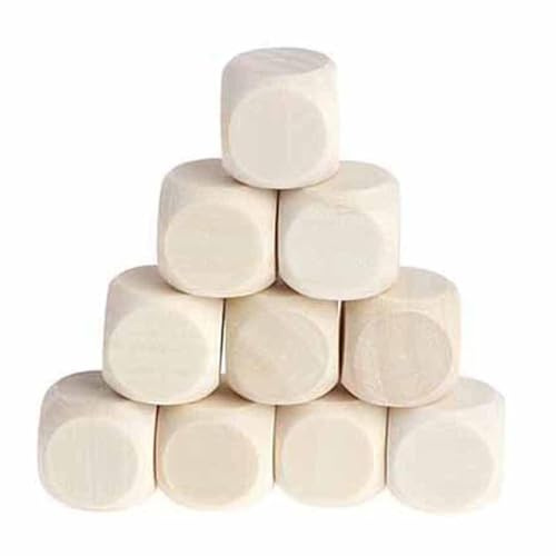 scyca Dadi vuoti - Blocchi di legno vuoti da 10 pezzi per fai da te,Blocchi di legno vuoti, cubi di legno fai-da-te, dadi vuoti a 6 facce per realizzare puzzle, progetti artigianali fai-da-te