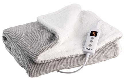 Solac - Manta Electrica Kalmar 120W | 150x90cm | 8 Niveles Temperatura | 9h Temporizador | Autoapagado | Protección Calentamiento | UltraSuave | Apto Lavadora 30ºC (Conector Extraíble)