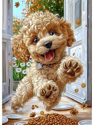 QENSPE Cane Diamond Painting Kit Completo, 5D Pittura Diamante per Adulti DIY Diamantini Strass Mosaico Art, LKJ007-30x40cm
