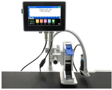 Impresora de inyección de tinta Industrial en línea, boquilla de 12,7/25,4mm con pantalla de 4,3 pulgadas, código de barras QR, número de lote, logotipo, fecha Impresión multiformato(12.7mm without in