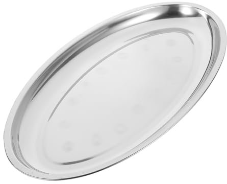 LABRIMP Assiette Ovale En Acier Inoxydable Plateau De Service Pour Viande Poisson Plat Créatif Pour Table