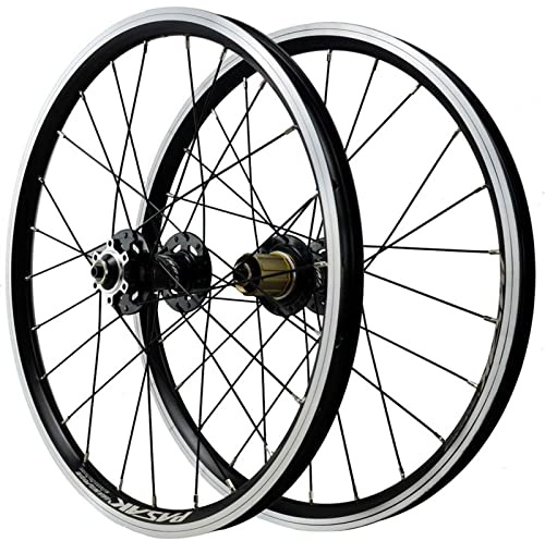 KANGXYSQ Paire Roues VTT 20 Pouces Frein À Disque/V Roues Vélo Montagne BMX À Dégagement Rapide 24H Vélo Jante 7 8 9 10 11 12 Vitesse Cassette 1400g Roulements Scellés(Black hub)