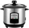 Electric Rice Cooker Steamer 0.8L Stainless Steel Non-Stick Removable Bowl, Cook & Keep Warm, Vented Glass Lid, Includes Measuring Cup & Spatula 350W Silver