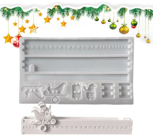 Calendario de Adviento de silicona, 25 días, calendario de Navidad, molde de chocolate, juego de manualidades para yeso, jabón, vela, chocolate, principiantes y entusiastas