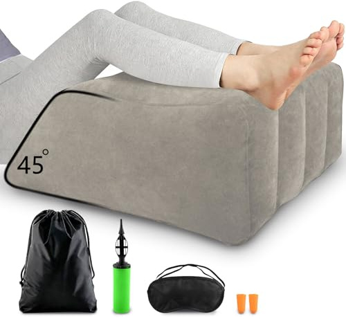 PLCatis Cojín Elevador de Piernas Inflable Cuña para Elevar Piernas en la Cama Reposapiernas para Descanso y Relajación - Gris