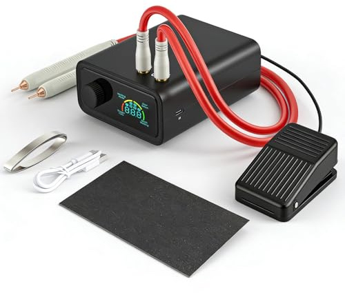 VeftBltrem Saldatrice a Punti Wireless 11340W, Saldatrice a Batteria con Pedale, per Nastri di Nichel 0,15-0,3mm, per Produzione Batterie Fai da Te, per 18650, 21700 – Leggera 370g, con USB C