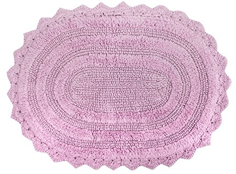 DII - Alfombrilla de baño Redonda de algodón para SPA, ultrapequeña, para Colocar en la Parte Delantera de la Ducha, el tocador, la bañera, el Lavabo y el Inodoro, algodón, Malva, Small Oval